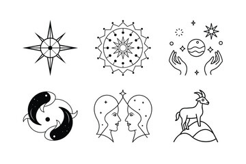 Twelve Zodiac Signs Vector – Spiritual Horoscope Icons