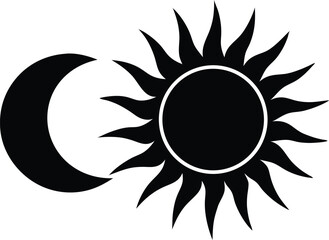 Sun icon set, Shine sun ray set, Set of black and white sun icon vector illustration