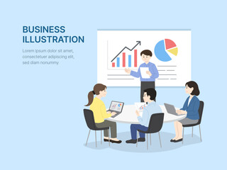 Team presentation and business meeting in office