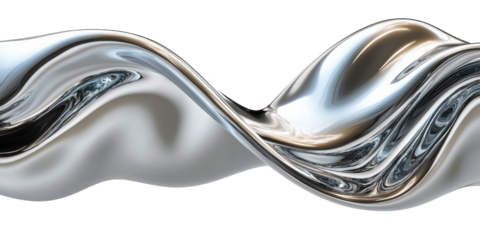 Wavy Metallic Surface on Transparent Background PNG Image for Graphic Overlays