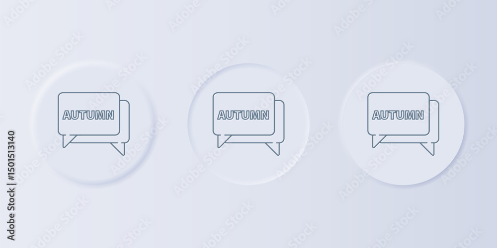 Poster grey speech bubble with text autumn icon isolated on grey background. set icons in square buttons. v