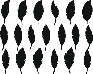 Fototapeta premium Bird feather icons set, set of feather silhouette vector illustration