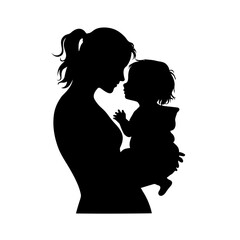 silhouette of a woman and child 