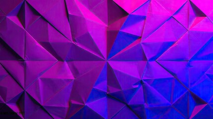 Abstract geometric background with triangular shapes in shades of pink and blue light