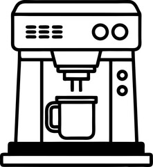 coffee machine icon sign vector  line art vector art black and white