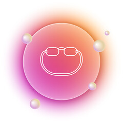 White Eyeglasses icon isolated on white background. Orange and pink gradient circle background. Vector