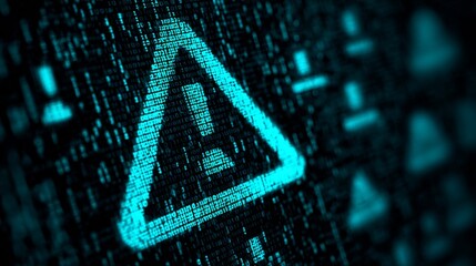 A blue screen with a red triangle with an exclamation point in the middle