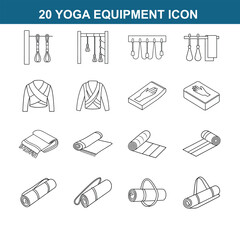 yoga equipment line art icon design on white background 