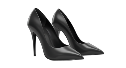 Sleek black stilettos emerge from shadow