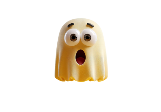 3D Ghost Emoji Floating with a Cartoonish Sheet Style and Playful Expression, Png