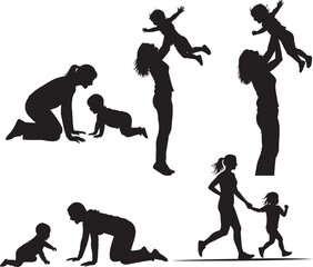 Mother playing with child vector illustration