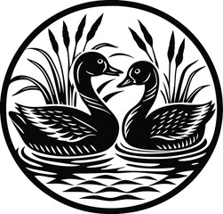 Duck Pond Silhouette Illustration