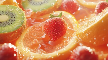 Fresh fruits in juice