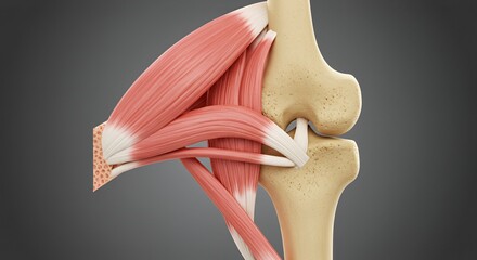 Obraz premium Human Knee Joint Anatomy: Detailed 3D Model of Muscles and Bones