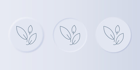 Grey Tea leaf icon isolated on grey background. Tea leaves. Set icons in square buttons. Vector