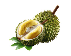 Obraz premium Durian tree, Fresh durian fruit on tree, Durians are the king of fruits, Tropical of asian fruit on transparent background