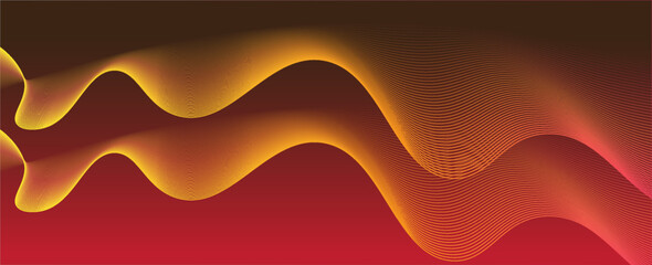 Abstract glowing wave lines on dark red background. Dynamic wave pattern. Modern flowing wavy lines. Futuristic technology concept.