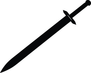 Elegant silhouette sword with bead vector, Ancient sword silhouette vector illustration