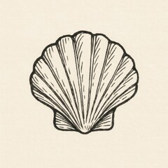Vintage seashell sketch illustration.