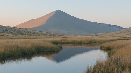 Naklejka premium Mountain and Reflection in Water