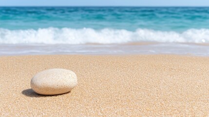 Obraz premium Serene Beach Stone, Ocean Wave Background