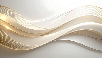 Elegant Abstract White Waves with Subtle Gold Lines and Soft Curves for Modern Design Inspiration