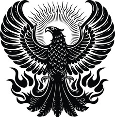 Majestic Phoenix Bird on Fire Symbol
