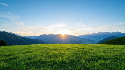 Obraz premium Sunrise Mountain Meadow, Alps Landscape