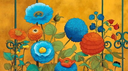 Summer Solstice: Traditional British cottage garden flowers bathed in golden solstice
