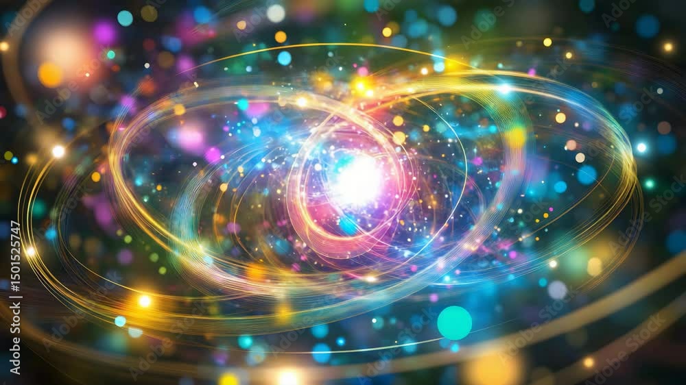 Poster vibrant colorful swirl of light in a spiraled pattern creating a mesmerizing visual experience