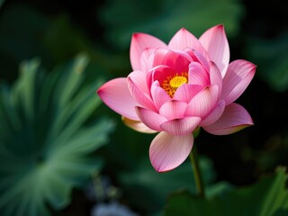 Exquisite Lotus Flower with Emerald Green Foliage
