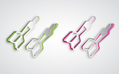 Paper cut Dart arrow icon isolated on grey background. Paper art style. Vector