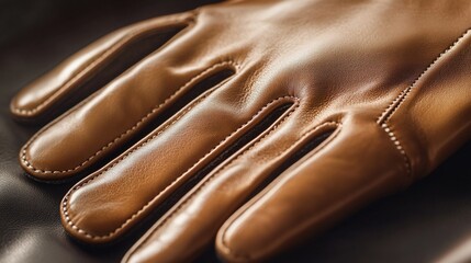 Luxurious Tan Leather Gloves: Detailed Close-up