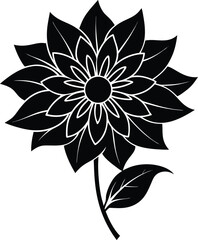 black and white flower vector illustration