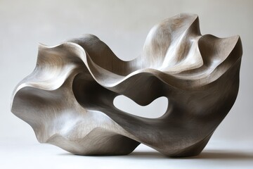 Abstract Wooden Sculpture Fluid Form Design