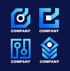 A set of abstract logos for a digital company.
