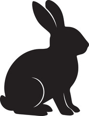 Black rabbit silhouette vector illustration of a cute bunny animal for Easter design