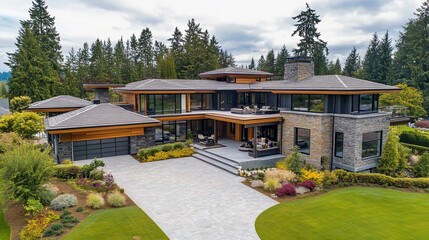 Modern luxury home exterior view