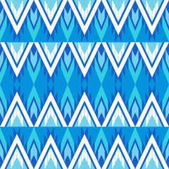 geometric pattern in sky blue background. Native American tribal fabric, design vector for woven textile printing, carpet, cards, picture books, ethnic boho indian texture ornament seamless pattern.