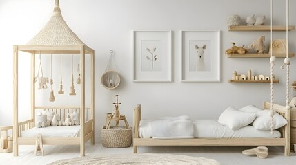 Elegant White Frames and Minimalist Children's Bedroom Decor
