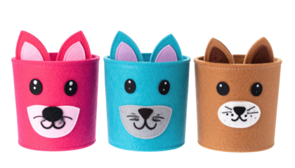 Vibrant diy felt costume accessories on a black background two