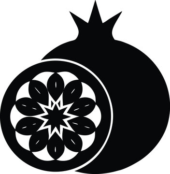 recommend clip art: Pomegranate black silhouette vector, Pomegranate fruit minimalist silhouette vector icon for graphic design