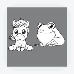  Fusion entre Anime et Animal.black and white vector