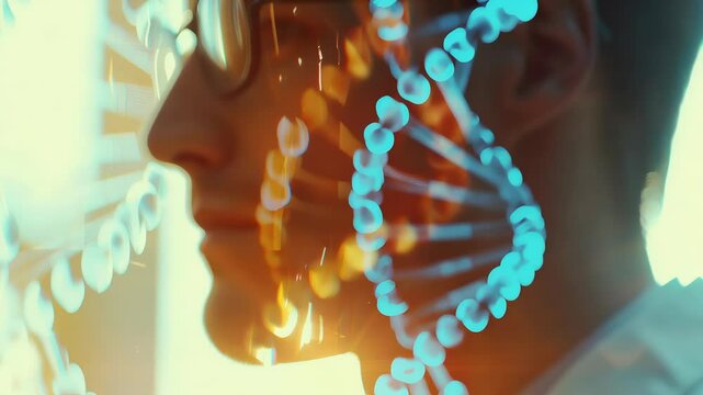 DNA double helix genetic material. Gene sequencing abstract design. Floating in space background, 
science, abstract, biology, biotechnology, molecular, health, genetic
