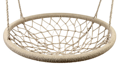 Obraz premium Stylish white hanging basket with rope, a striking contrast against black backdrop