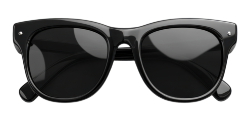 Sunglasses eye-level view, plastic frame, transparent background, PNG image