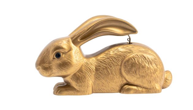 Golden rabbit figurine, a symbol of luck, prosperity, and elegance in home decor