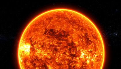 Intense Close-Up of a Burning Star, Fiery Celestial Body in Space