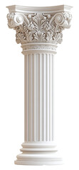 Obraz premium Ornate Stone Column with Floral Details on a Transparent Background PNG Image
