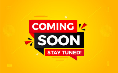 Obraz premium Coming Soon Sale Banner vector template. Grand Opening vector graphic element. Super shop label Promo design. Product opening festival background collection.